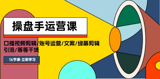 （11803期）操盘手运营课程：口播视频剪辑/账号运营/文案/绿幕剪辑/引流/干货/16节-轻创淘金网