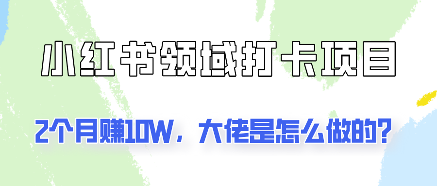 通过小红书领域打卡项目2个月赚10W，大佬是怎么做的？-轻创淘金网