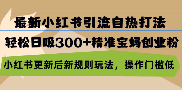 最新小红书引流自热打法，轻松日吸300+精准宝妈创业粉，-轻创淘金网